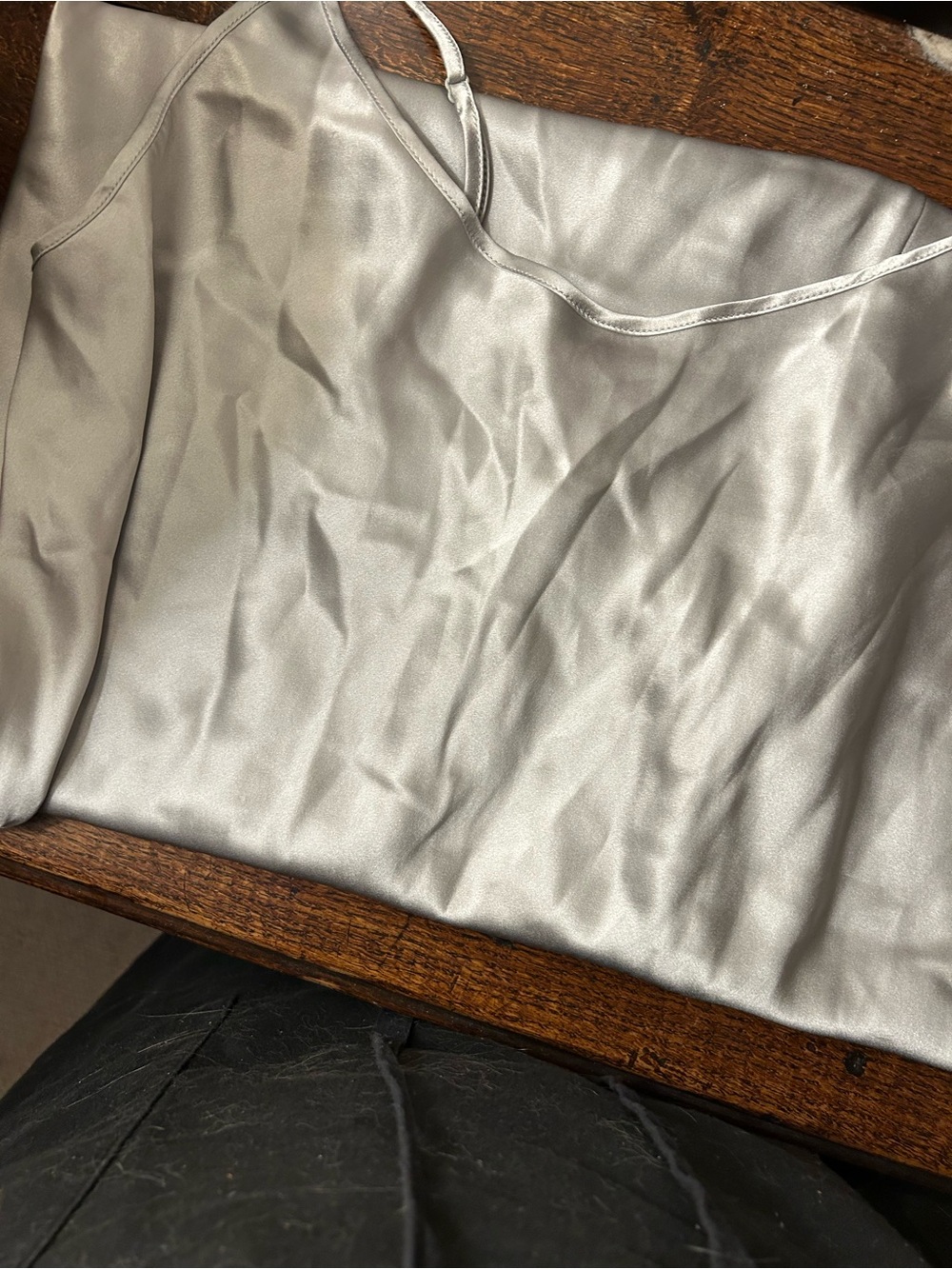 La Perla Silver Satin Slip Top, XL, NWT